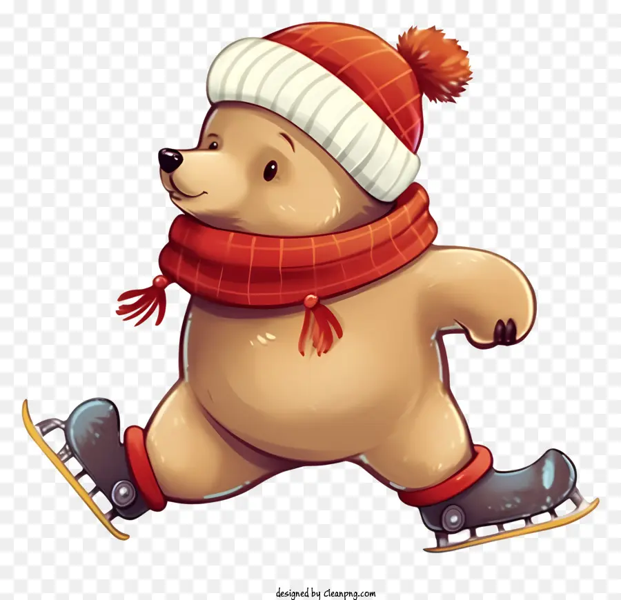 Desenho Animado Do Urso，Chapéu De Malha Vermelha PNG