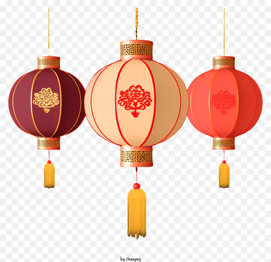 Chinês Lanternas，Lanternas Vermelhas E Douradas PNG
