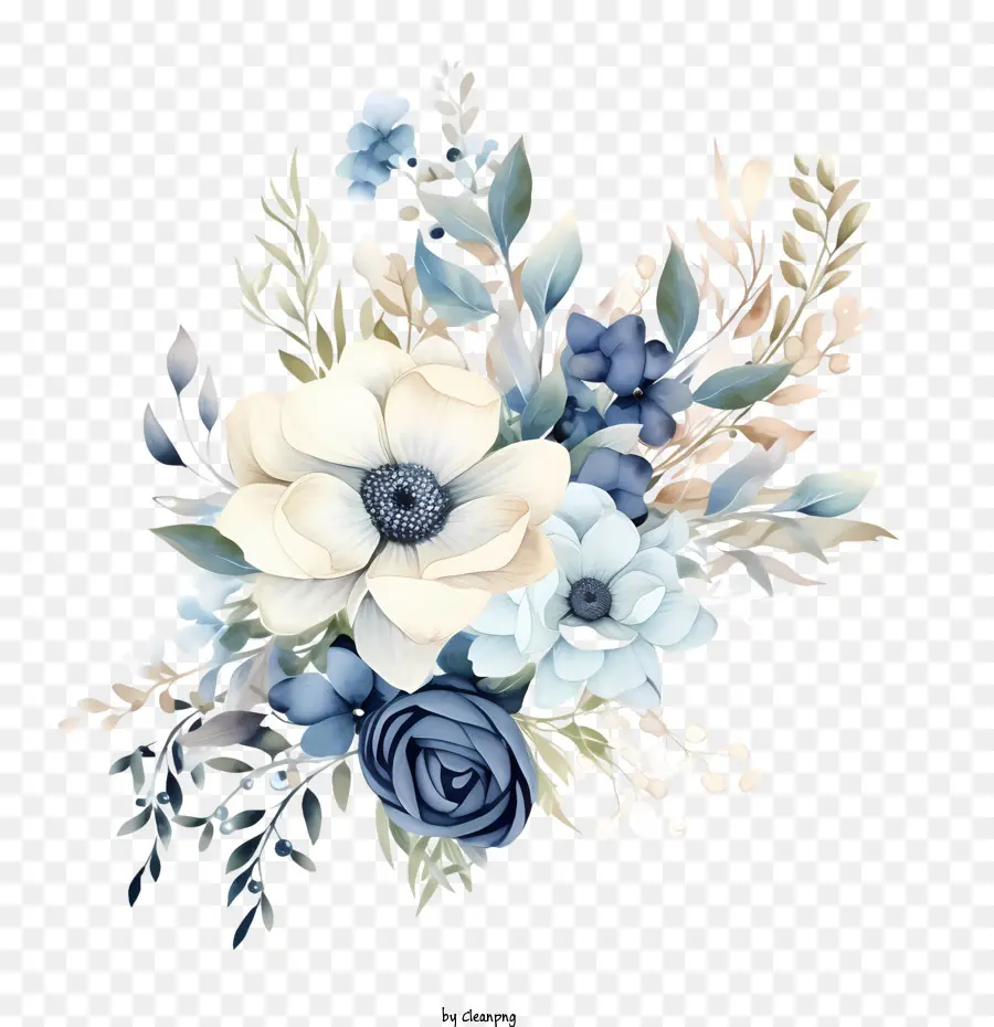 Arte Floral De Casamento，Flores Azuis PNG