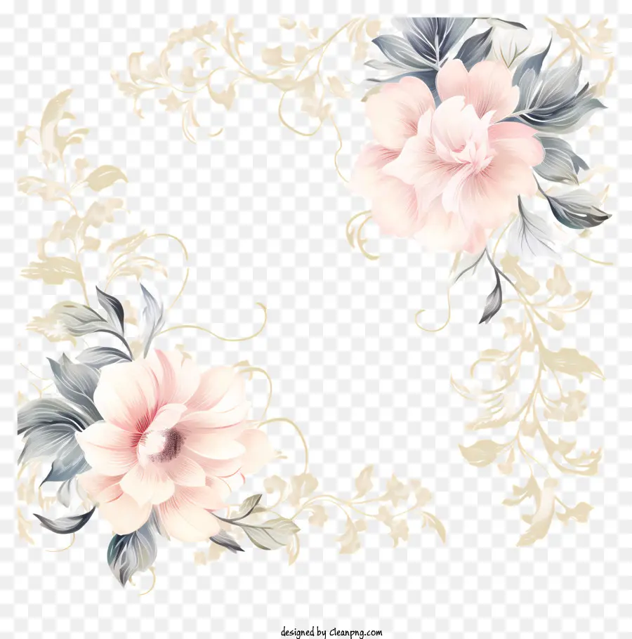 Decorações Florais Vintage，Flores E Folhas PNG