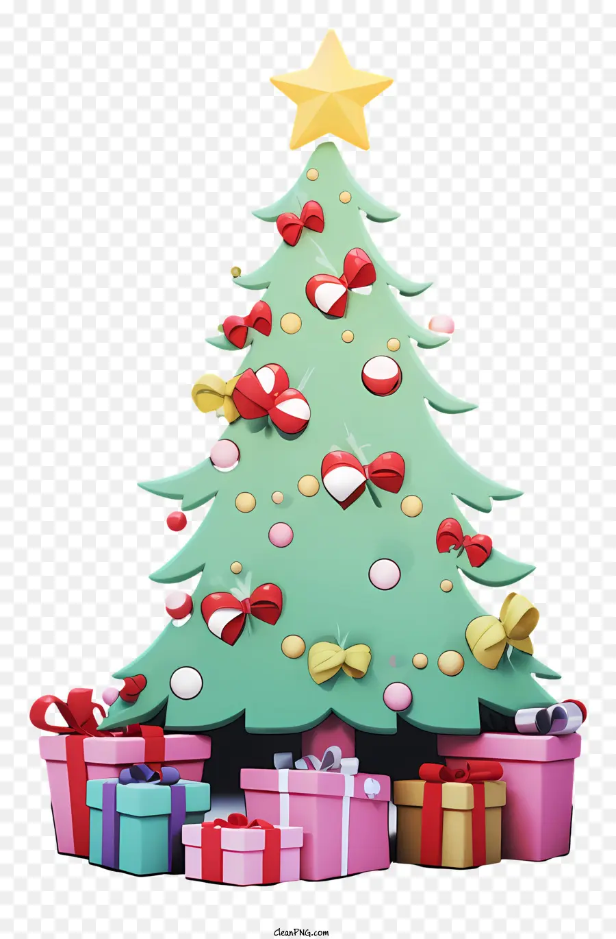 árvore De Natal，Presentes Rosa E Verde PNG