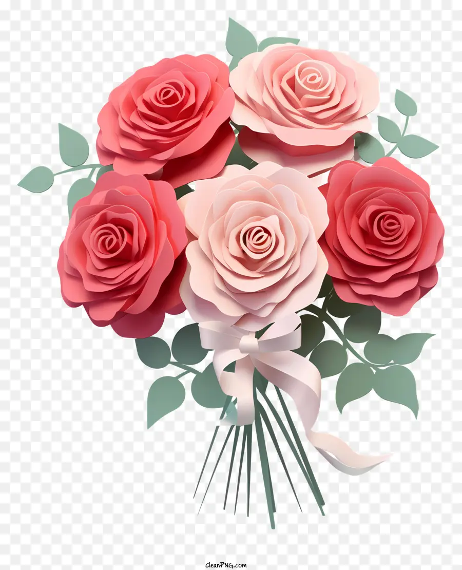 Bouquet De Papel Rose，Flores De Papel Rosa PNG