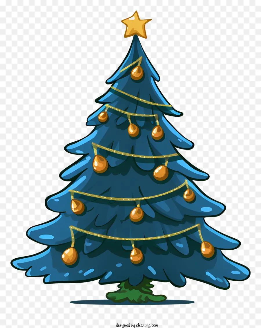 Desenho Animado Da árvore De Natal，Ornamentos Em Ouro PNG