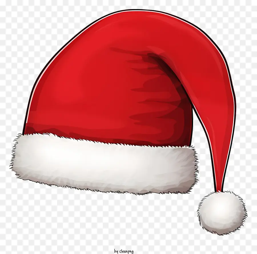 Papai Noel Hat，Chapéu Vermelho Com Pompom Branco PNG
