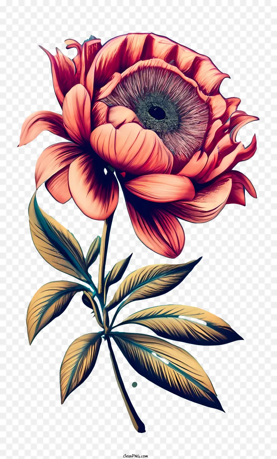 Rosa Vintage，Flor Vermelha PNG