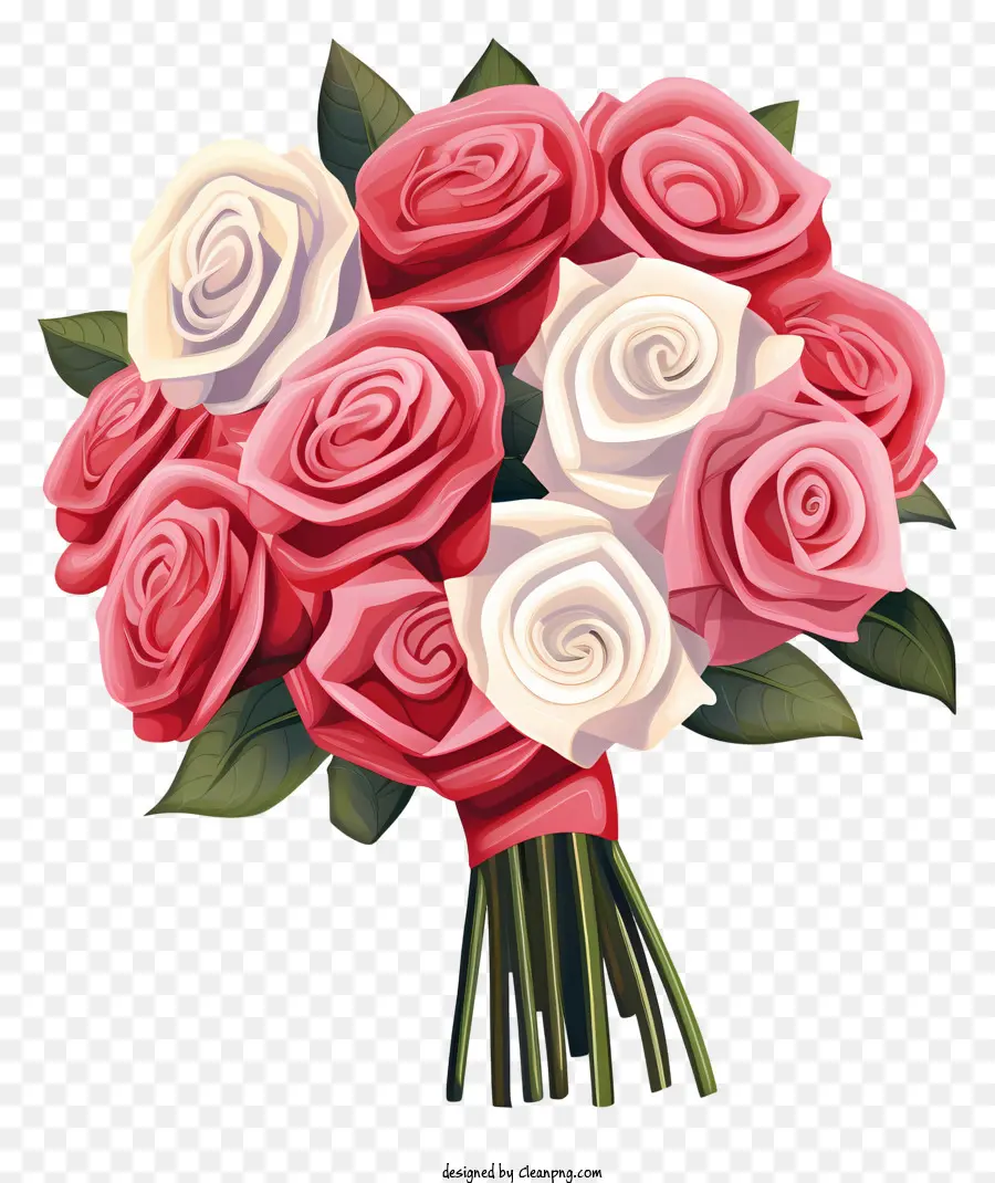 Rosas Rosa E Branco，Buquê PNG