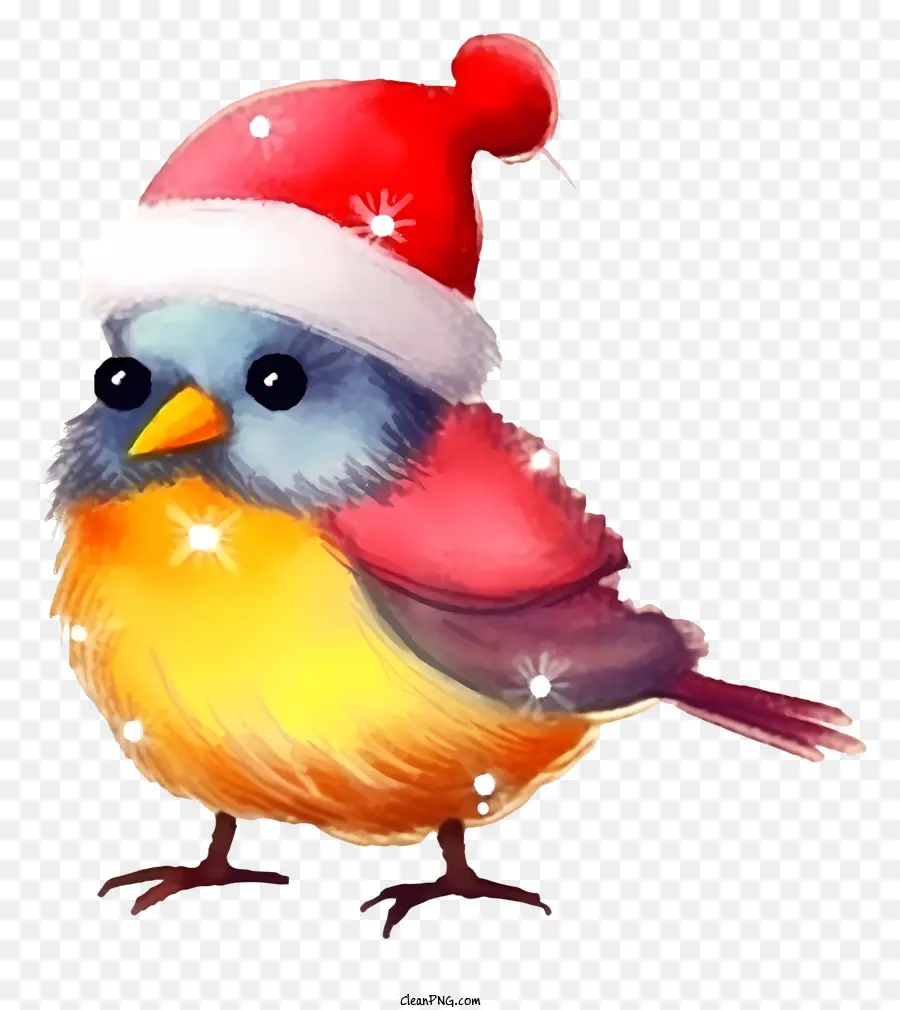 Bonito Pássaro，Pássaro Em Chapéu De Papai Noel PNG