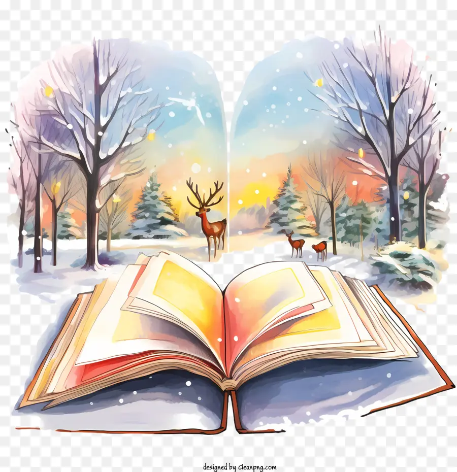 Livro De Natal，Paisagem De Inverno PNG