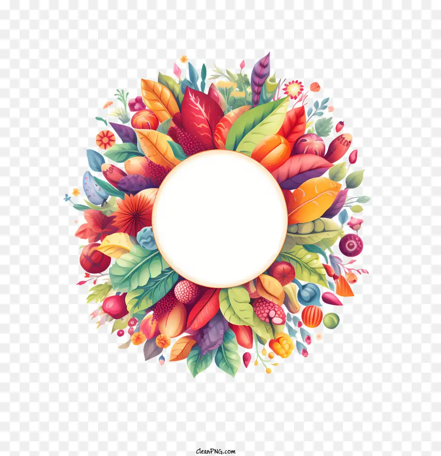 Dia Mundial Vegano，Guirlanda Floral Colorida PNG