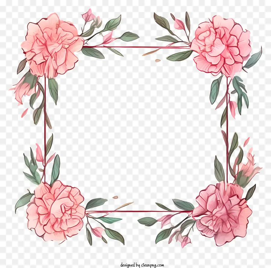 Floral Moldura，Design Floral Quadrado PNG