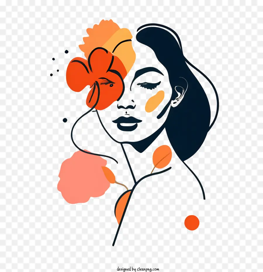 A Face Da Mulher，Mulher Com Flores PNG