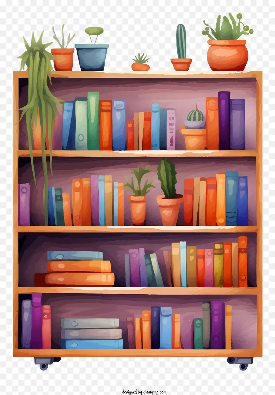 Estante Com Plantas，Livros PNG