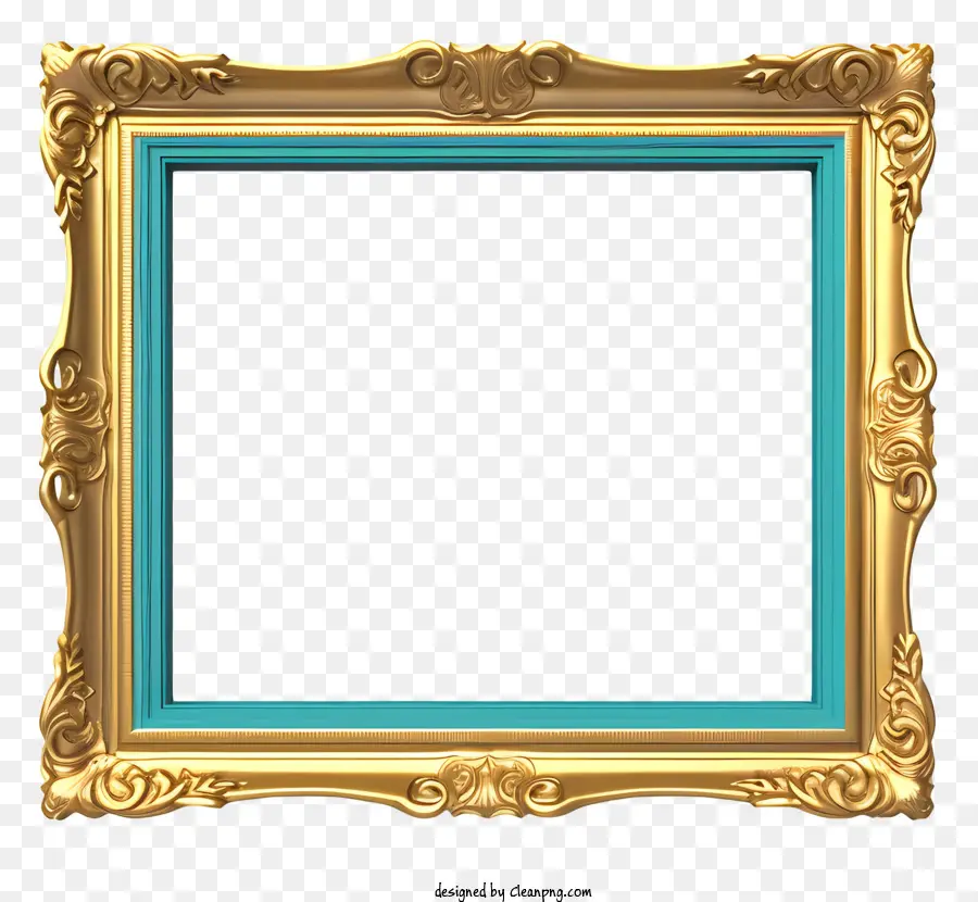 Golden Frame，Centro Turquesa PNG