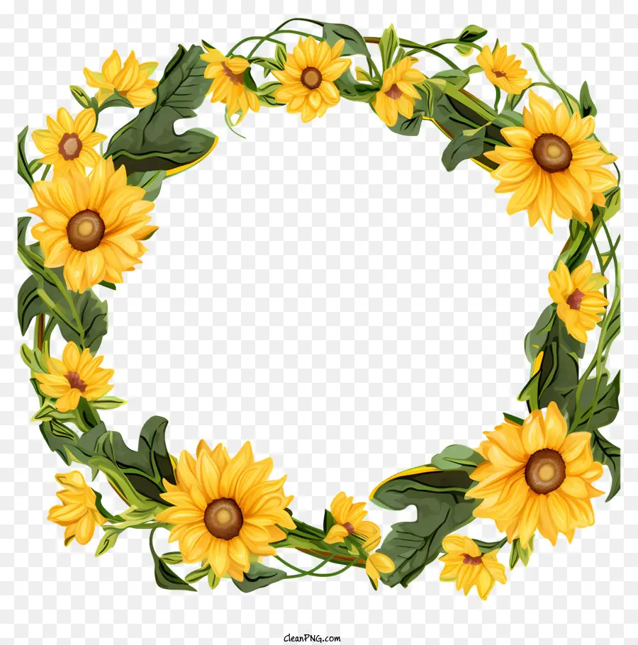 Coroa De Flores De Girassol，Girassóis Amarelo PNG