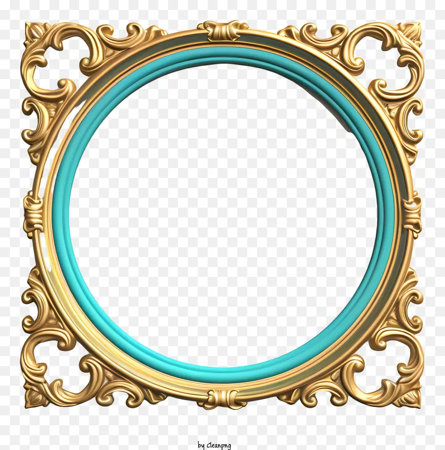 Golden Frame，Turquesa Fronteira PNG