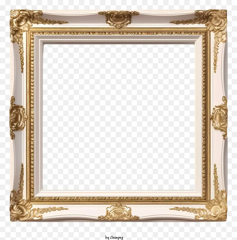 Quadro Branco，Moldura De Ouro PNG