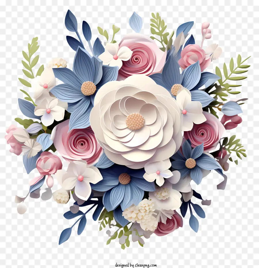 Arte Floral De Casamento，Azul PNG