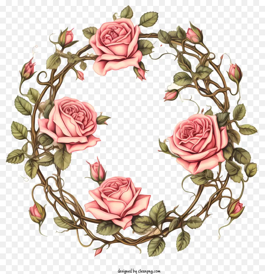 Coroa De Flores Rosa，Floral PNG