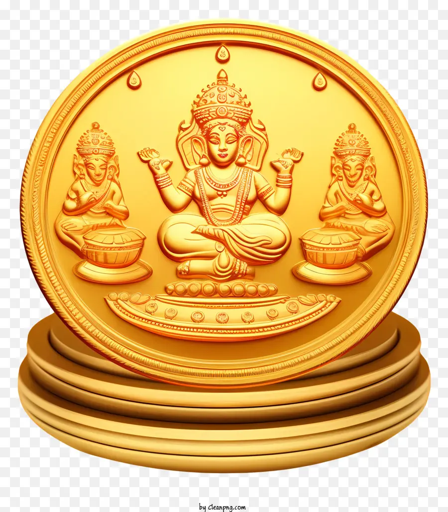 Lord Ganesha Gold Coin，Moeda De Ouro Religioso PNG