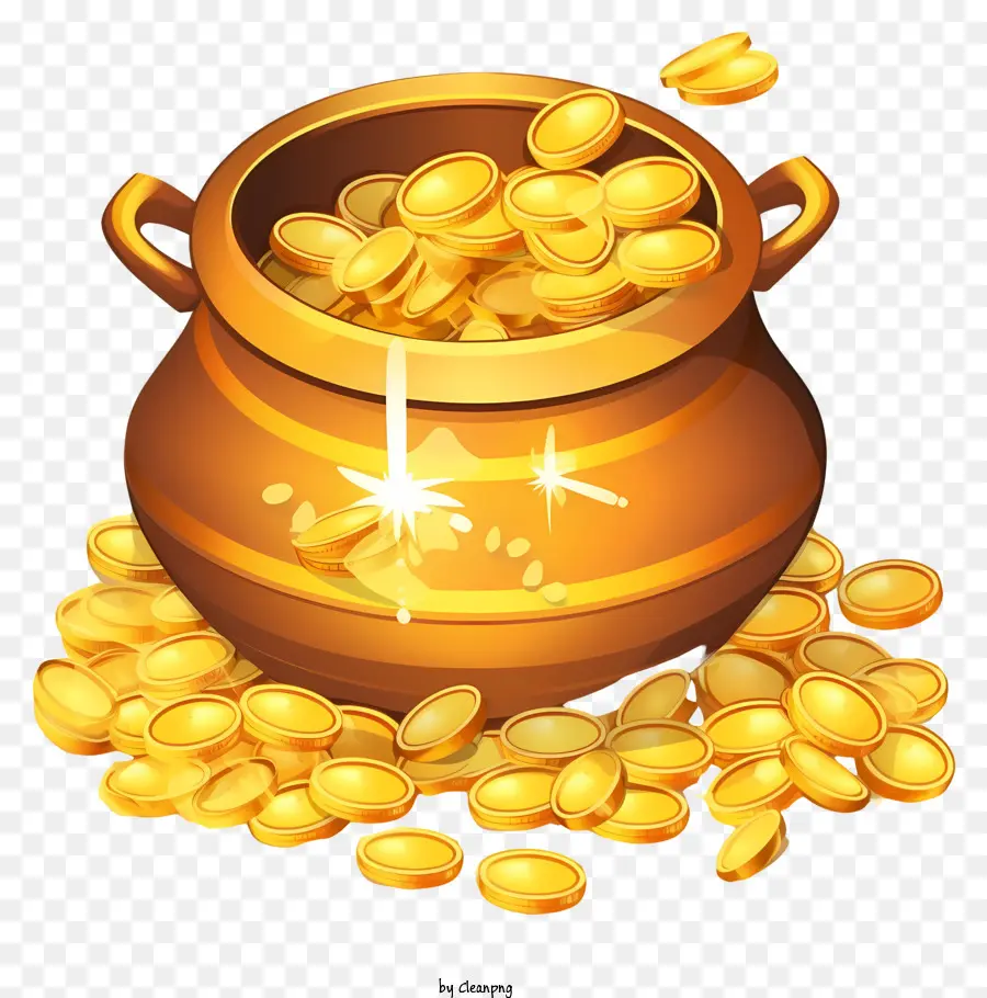 Pot Of Gold，Moedas De Ouro PNG