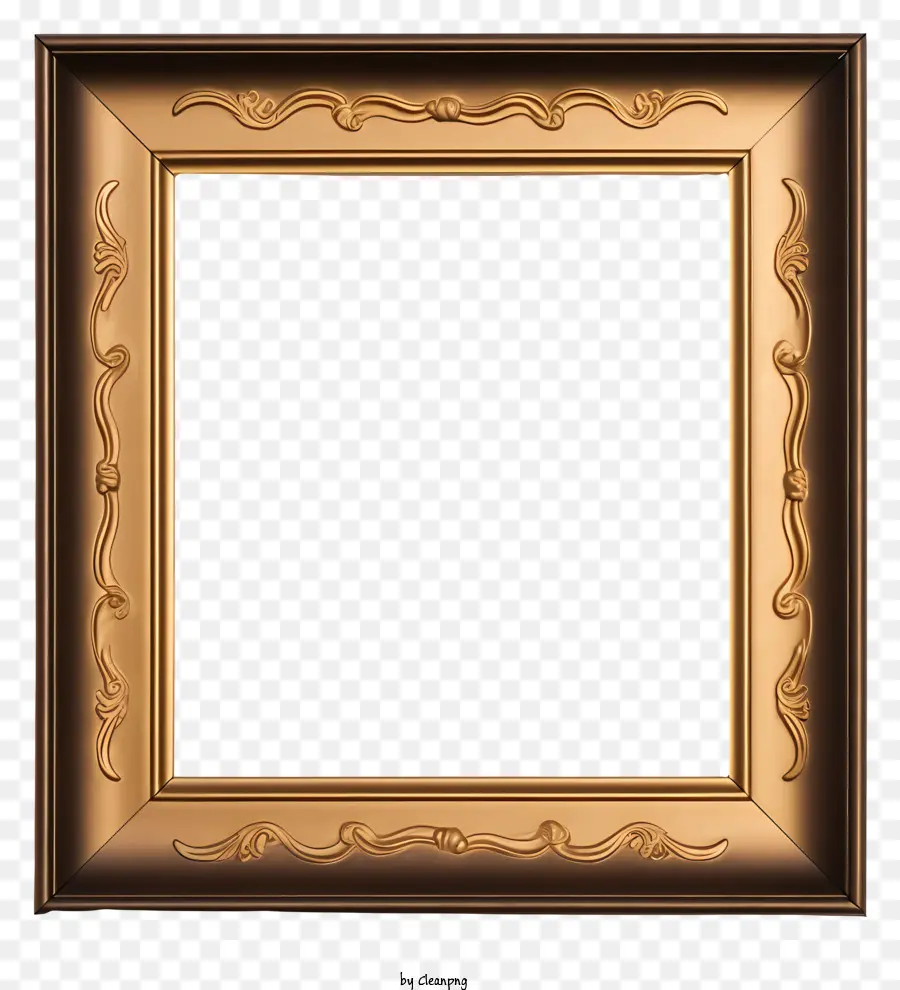 Golden Frame，Black Background PNG