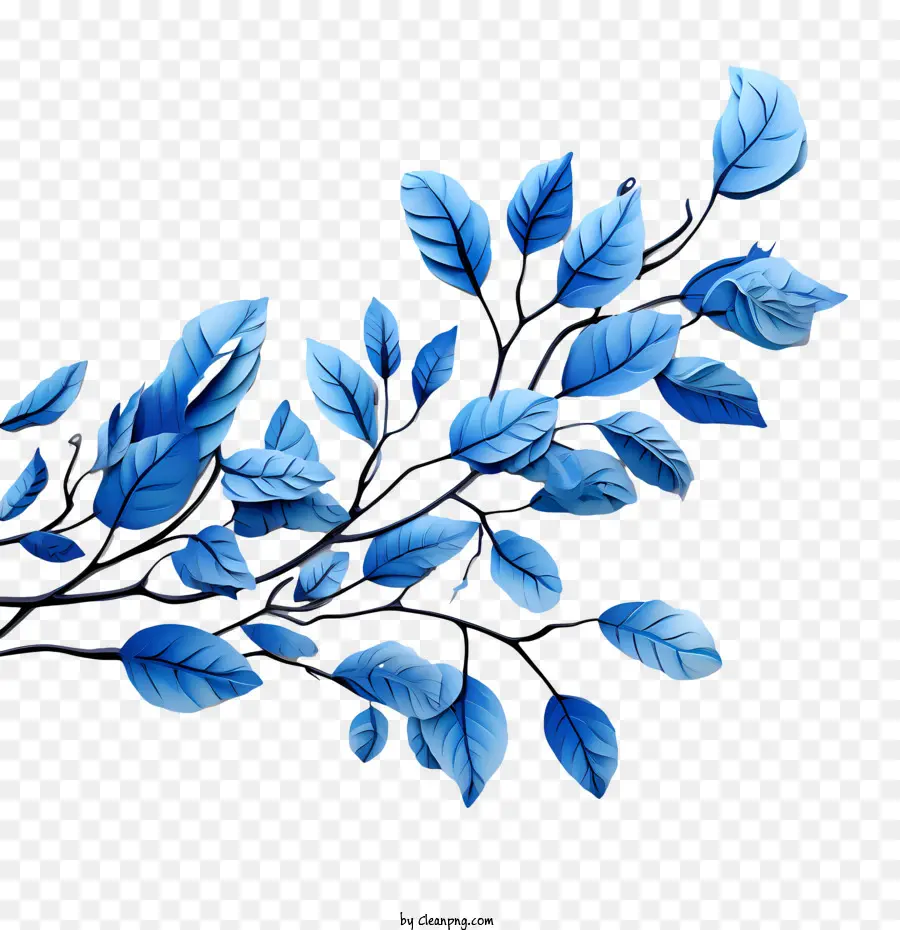 Folhas Azuis，Flores PNG
