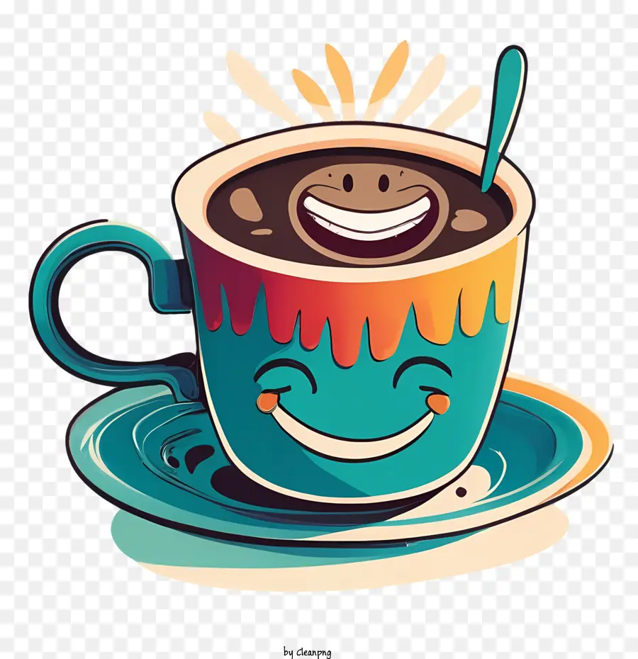 Xícara De Café De Desenho Animado，Xícara De Café Sorridente PNG