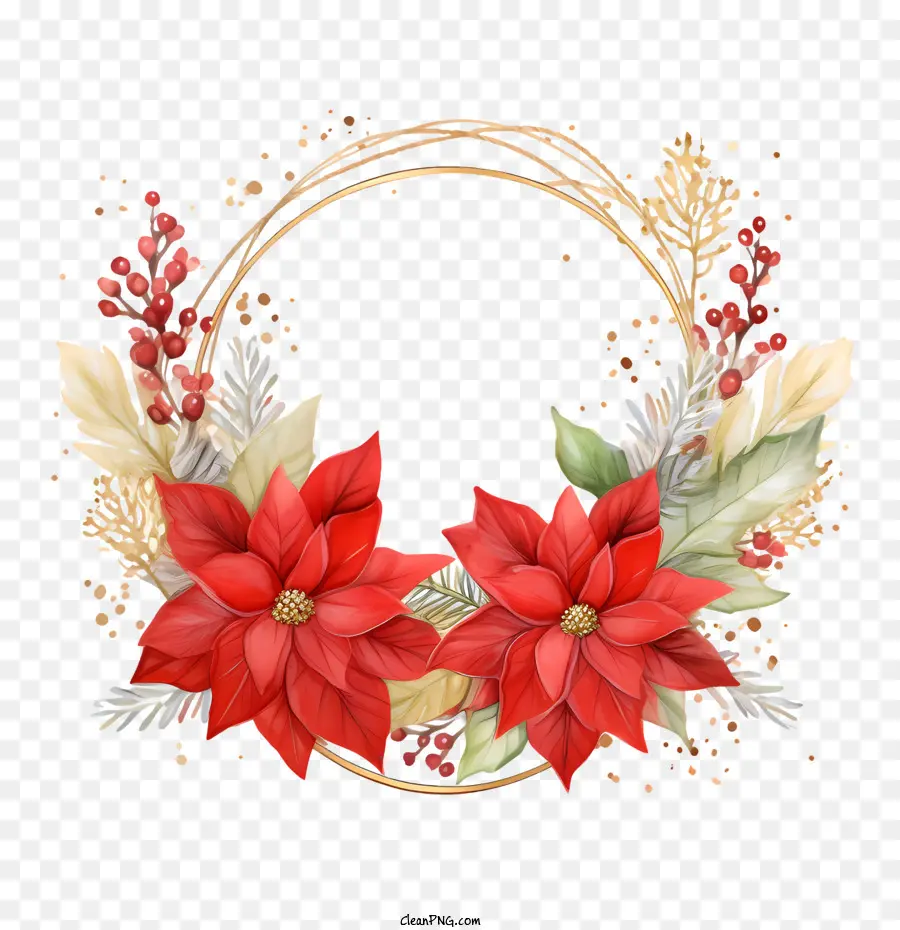 Coroa De Flores De Poinsétia，Guirlanda De Natal PNG