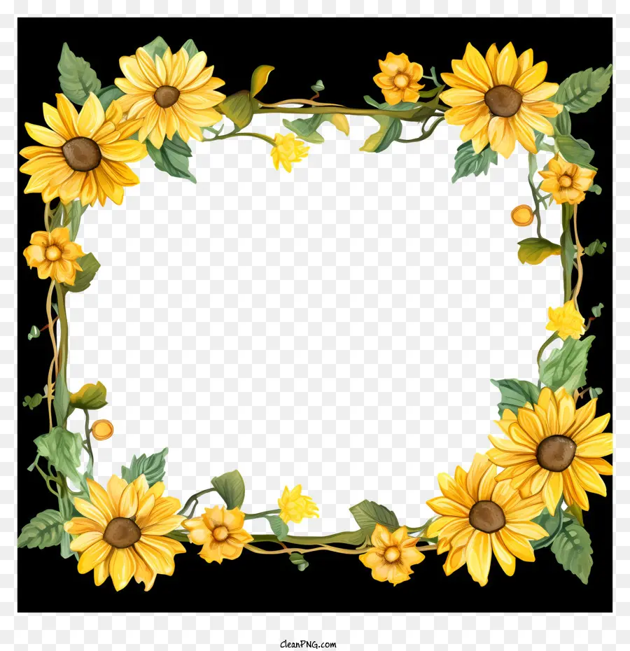 Flower Frame，Girassóis PNG