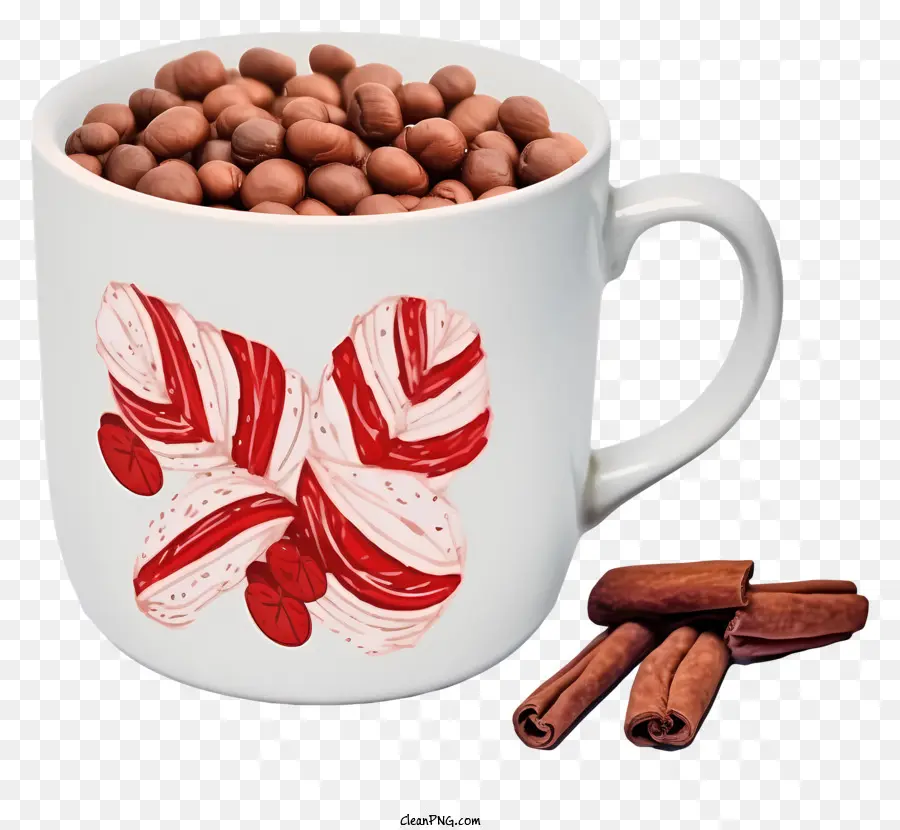 Caneca Branca，Bastões De Doces PNG