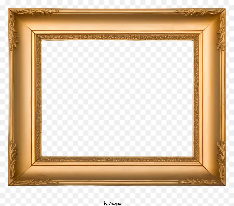 Golden Frame，Black Background PNG