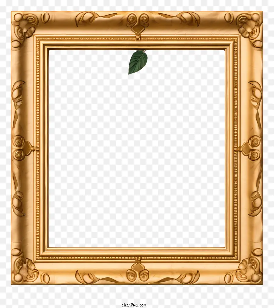 Golden Frame，Decoração De Folha De PNG