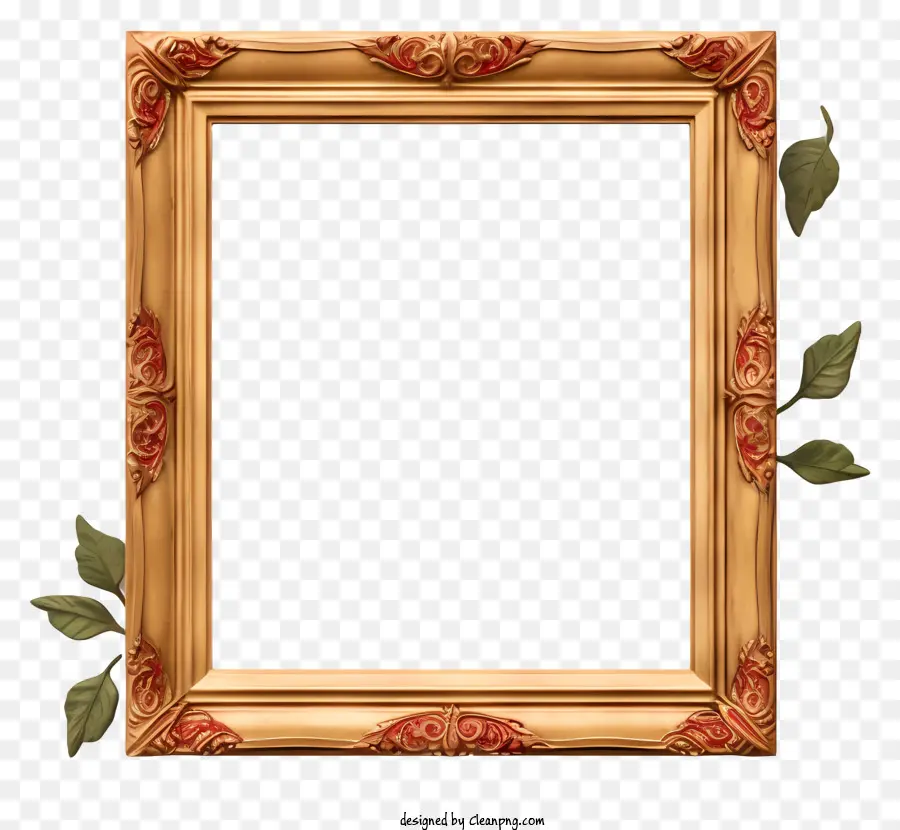 Golden Frame，Decorações Florais Complexas PNG
