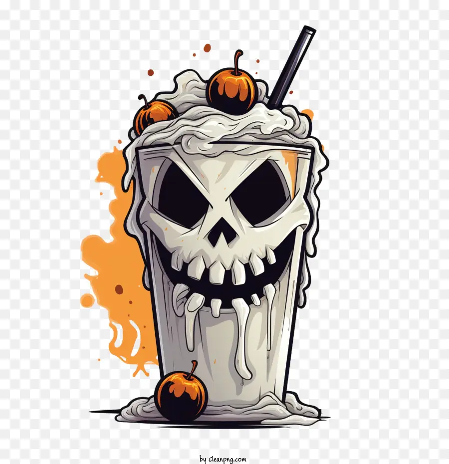 Milk Shake De Halloween，Crânio PNG