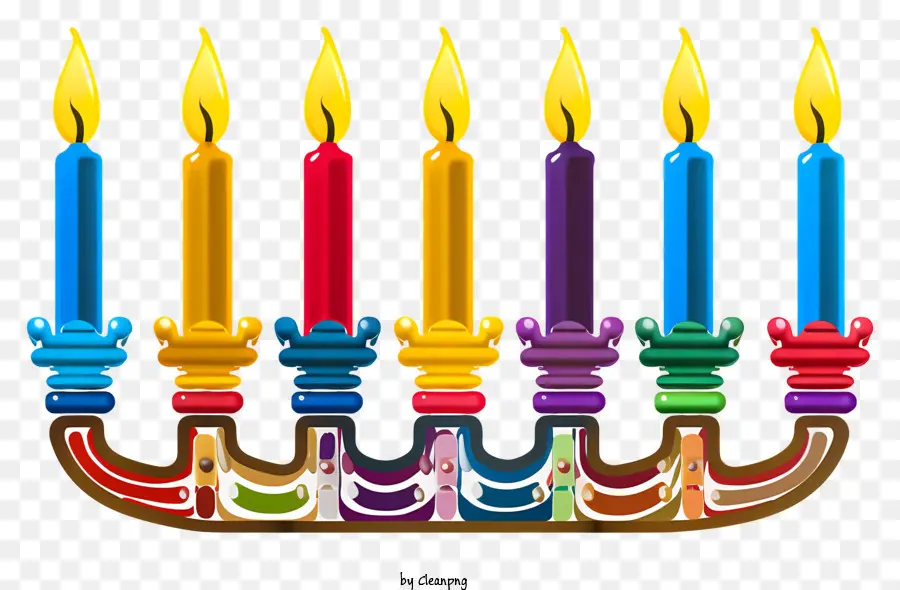 Menorá De Hanukkah，Velas Coloridas PNG