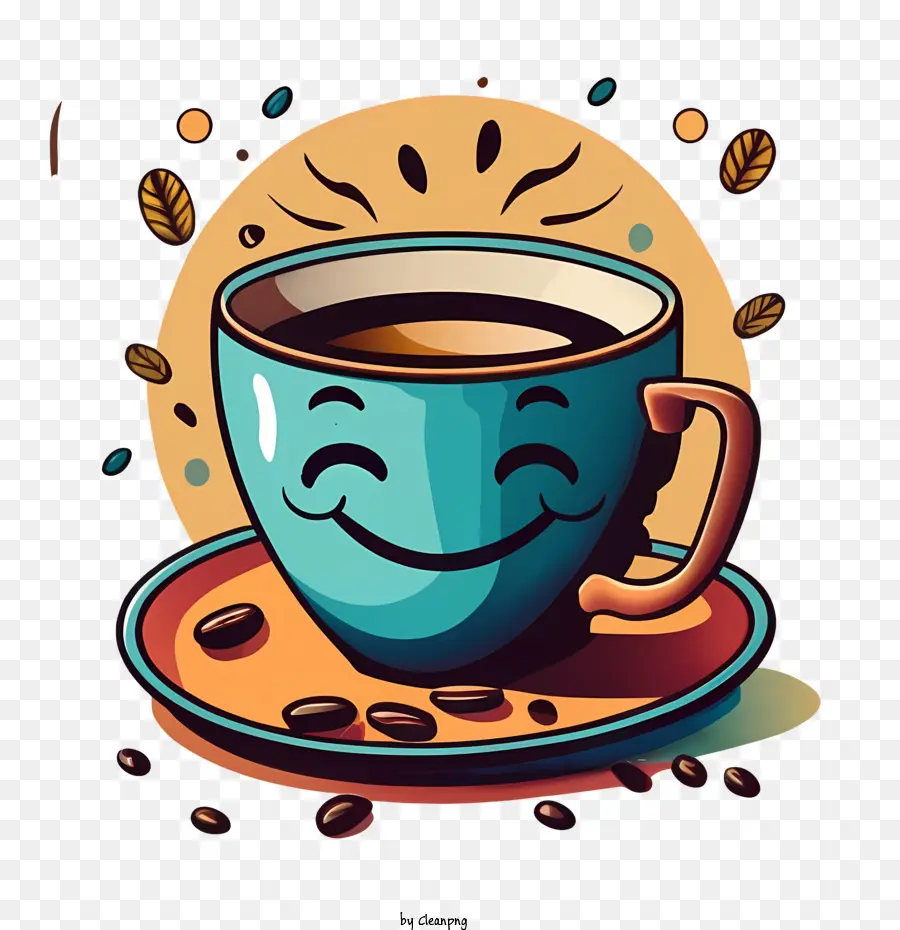 Cartoon Xícara De Café，Xícara Sorridente PNG