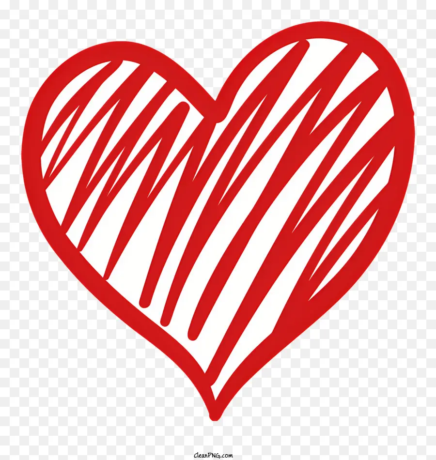 Coração Vermelho，Contorno Branco PNG