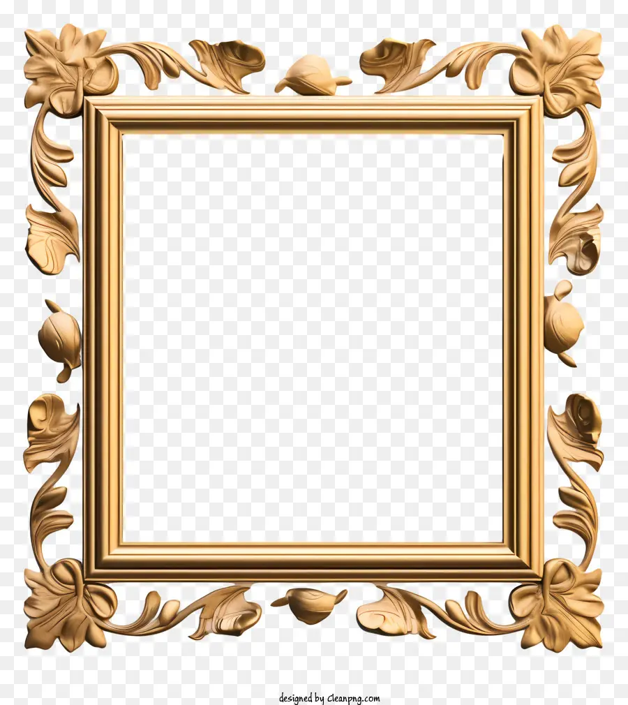 Golden Frame，Design Floral PNG