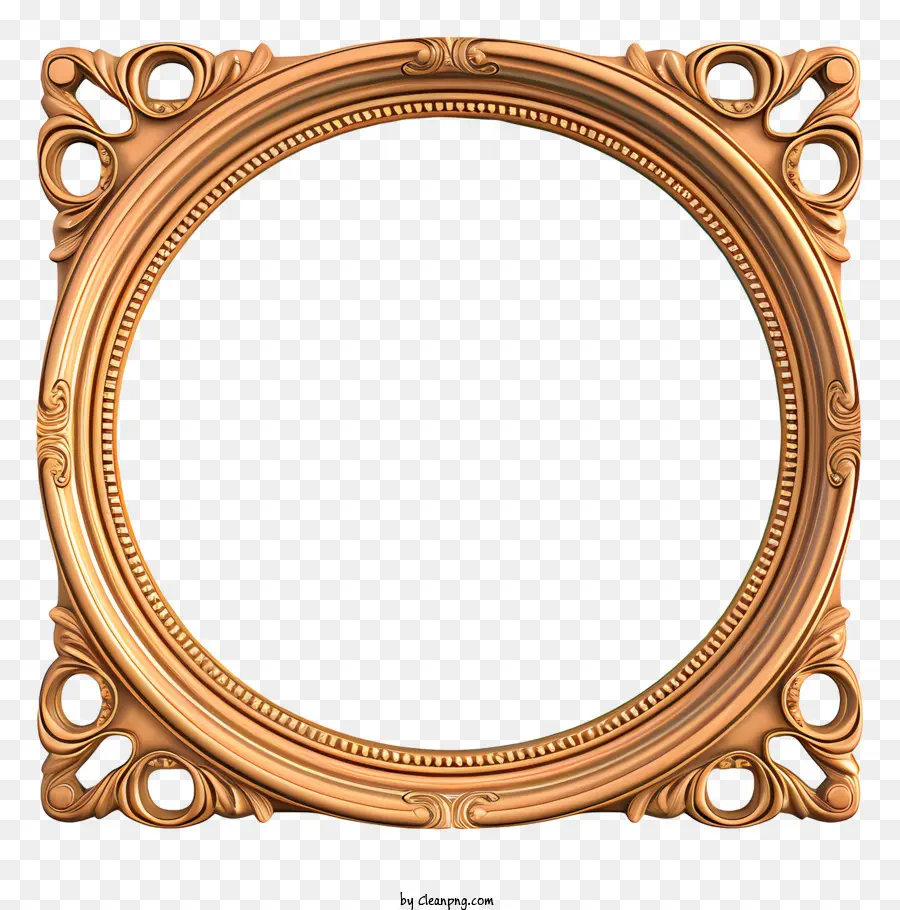 Quadro De Ouro Circular，Desenhos Florais PNG