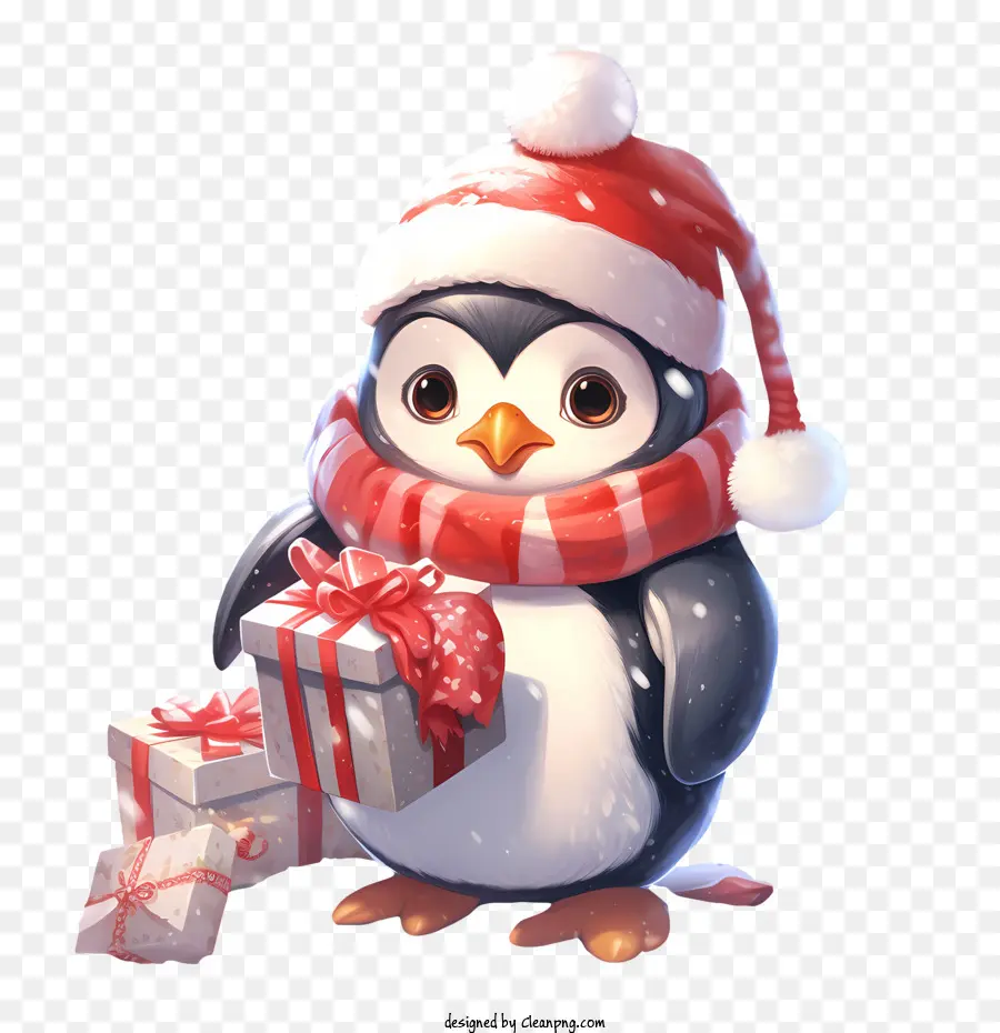 Pinguim De Natal，Pinguim Com Presentes PNG