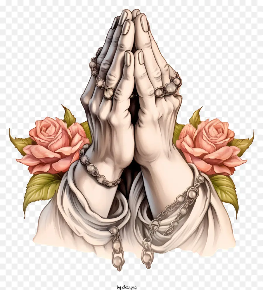 Mãos Da Mulher Segurando Rosas，Oração Mãos Com Rosas PNG