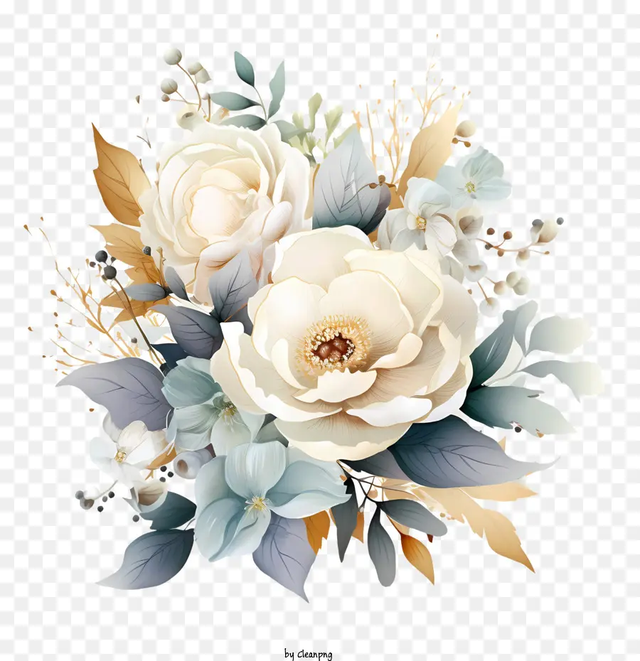 Design De Convite Floral De Casamento，Flores Brancas PNG