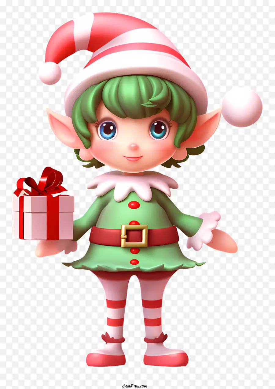 Cartoon Elf，Caixa De Presente PNG