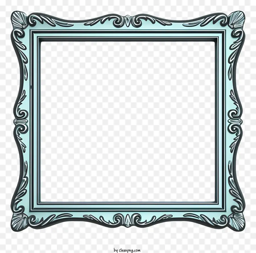 Moldura Azul，Ornamentos Florescem PNG