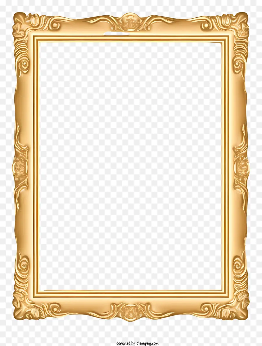 Golden Frame，Ornamentado Quadro PNG