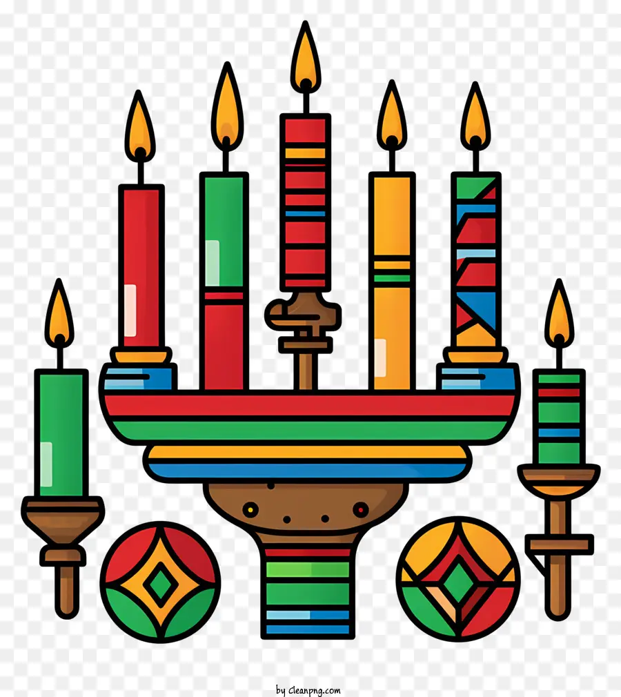 Candelabro，Velas Coloridas PNG