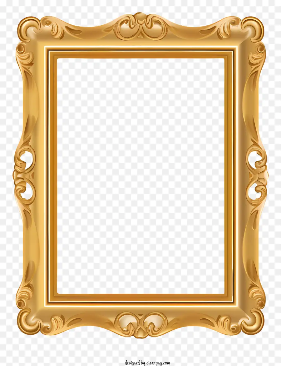 Quadro Ornamentado Dourado，Detalhes Complexos PNG