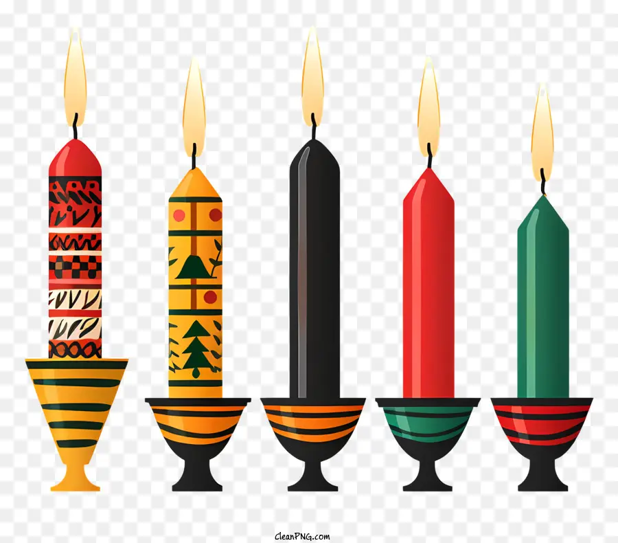 Velas Coloridas，Black Background PNG