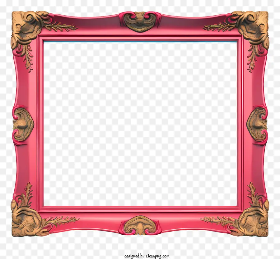 Moldura Cor De Rosa，Design Floral Dourado PNG