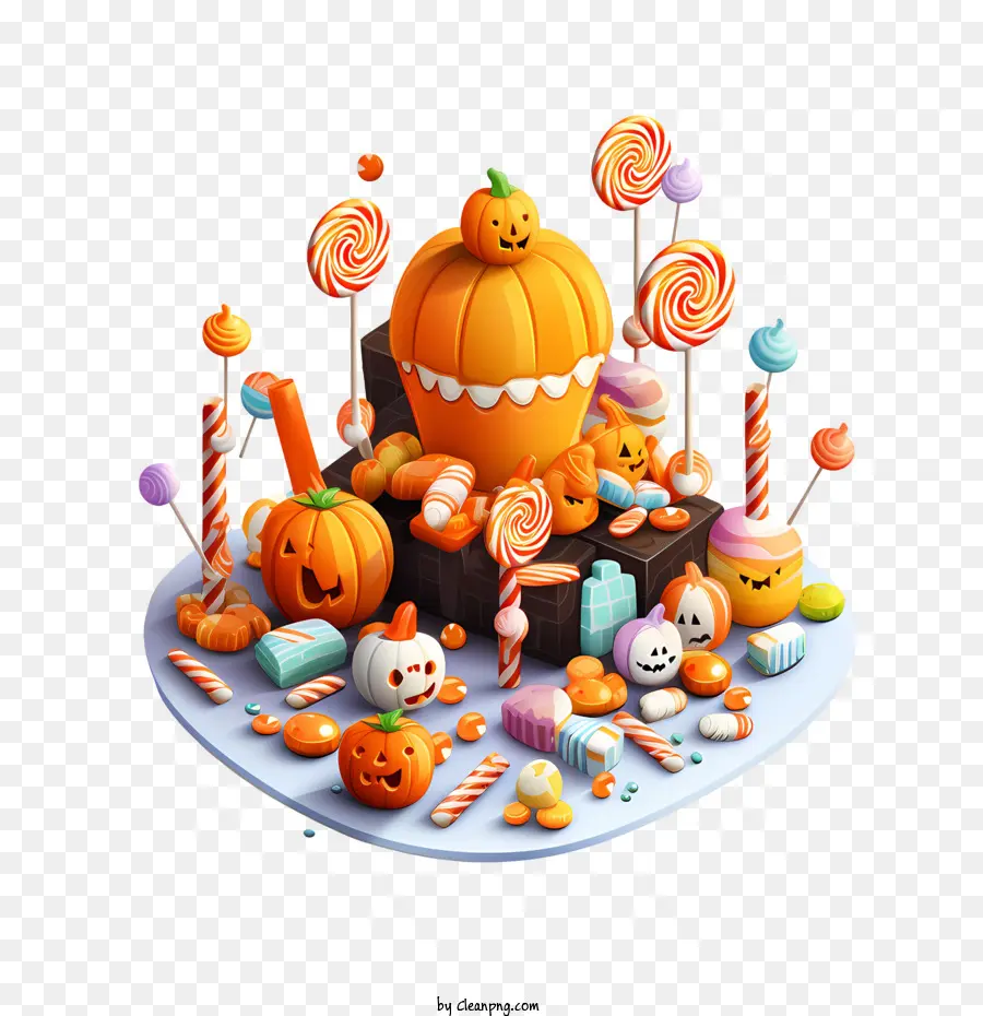 Doces De Halloween，Abóboras E Doces PNG